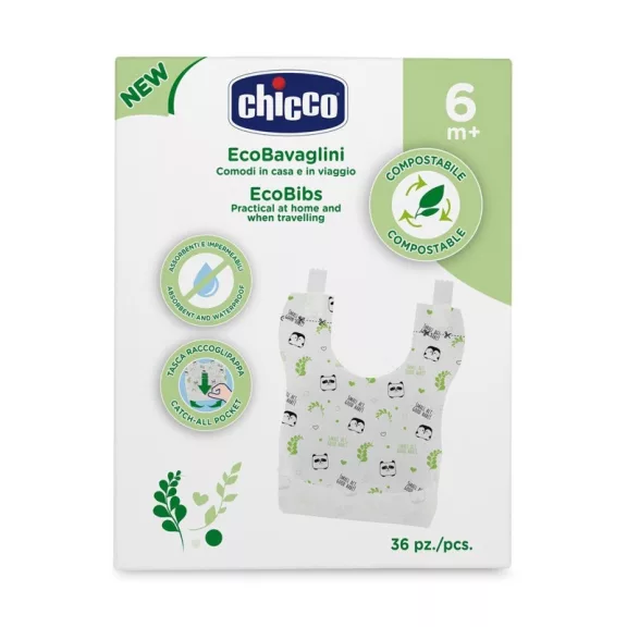 CHICCO Egyszer használatos komposztálható előke 36 db