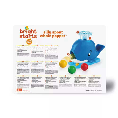 BRIGHT STARTS Játék zenélő, világító bálna Popper 6hó+
