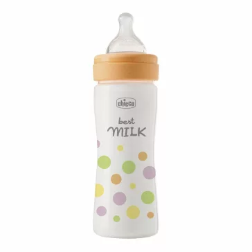   CHICCO Perfect Easy cumisüveg 250 ml, közepes szilikon áramlás, lányoknak, 2 hónapos kortól