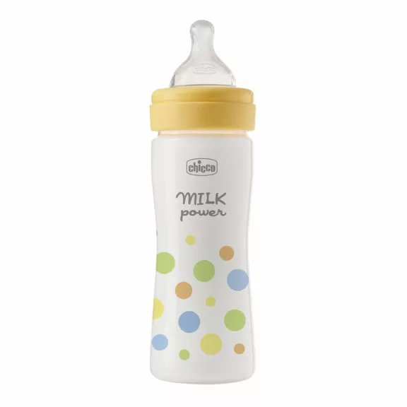 CHICCO Perfect Easy cumisüveg 250 ml, közepes szilikon áramlás, fiúknak, 2 hónapos kortól