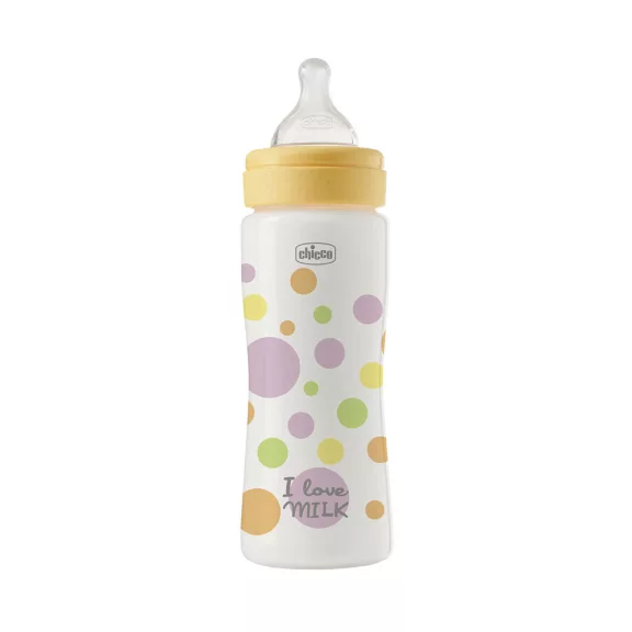 CHICCO Perfect Easy cumisüveg 330 ml, gyors szilikon áramlás, fiúknak, 4 hónapos kortól