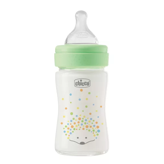CHICCO Üvegből készült cumisüveg Perfect Easy 150 ml, lassú szilikon áramlás, semleges, 0m+