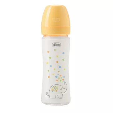   CHICCO Üvegből készült cumisüveg Perfect Easy 240 ml, lassú szilikon áramlás, semleges, 0m+