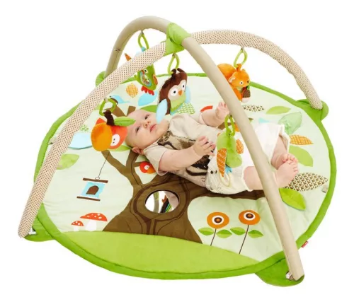 SKIP HOP Játszószőnyeg 5 játékkal, párna Treetop Friends zöld-barna 0m+