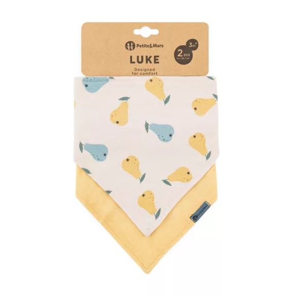 PETITE&MARS Bandana előke Luke 2 db Bézs Körte&Intenzív Okker 3hó+