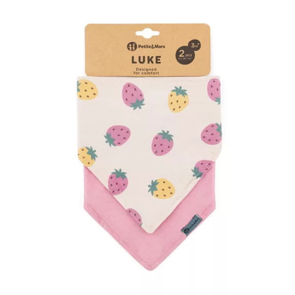 PETITE&MARS Bryndák bandana Luke 2 db Bézs Eper&Dusty Rose 3m+