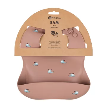 PETITE&MARS Szilikon előke Take&Match Kék Helikopterek 6m+