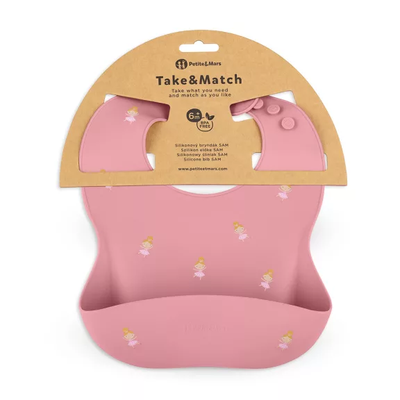 PETITE&MARS Szilikon előke Take&Match Rose Princesses 6m+
