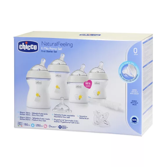 CHICCO Újszülött kezdőkészlet Natural Feeling semleges 0m+