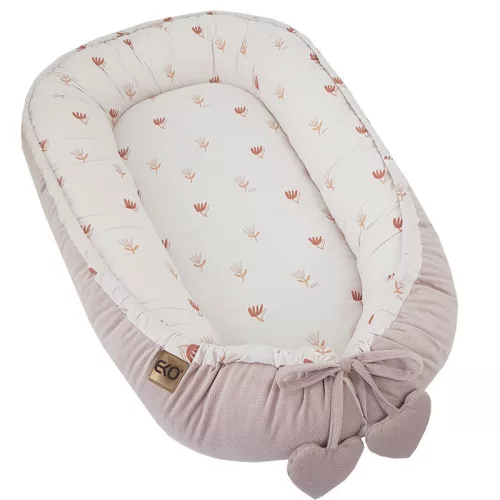 EKO Babafészek pamut velvet Beige Meadow 90x60cm