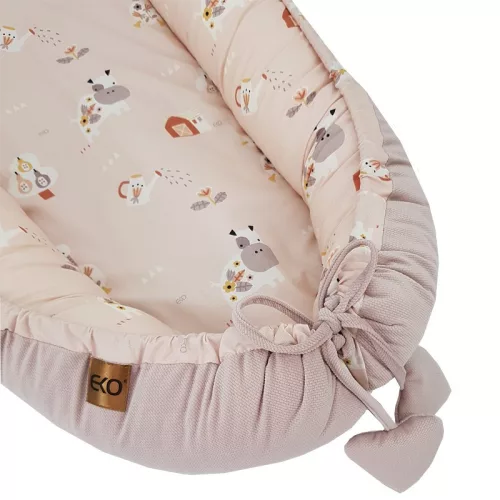 EKO Bölcső a babának VELVET My farm Powder pink 90x60 cm