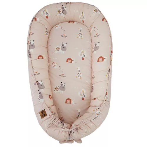 EKO Bölcső kétoldalas pamut My farm Stars Powder pink 90x60 cm a babának