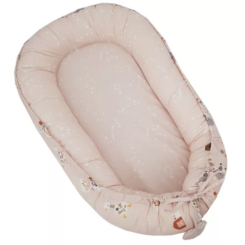 EKO Bölcső kétoldalas pamut My farm Stars Powder pink 90x60 cm a babának
