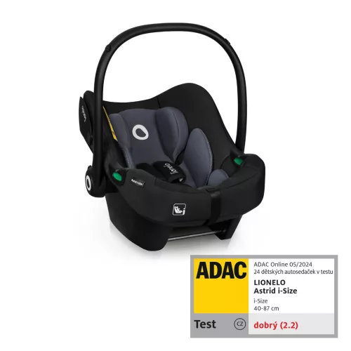 LIONELO Astrid i-Size autósülés (40-87 cm) Fekete Szürke