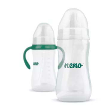   NENO Etető- és tanulócumisüveg fogantyúval és szívórendszerrel, hasfájás elleni hatással, 300 ml