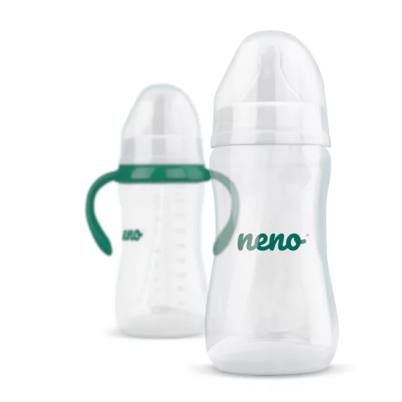 NENO Etető- és tanulócumisüveg fogantyúval és szívórendszerrel, hasfájás elleni hatással, 300 ml