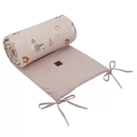 EKO Védő a kiságyba VELVET My farm Powder pink 360x35 cm