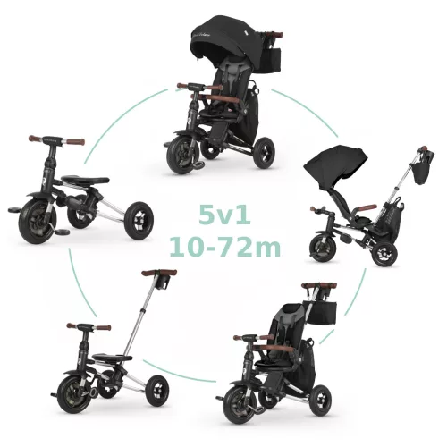QPLAY Trojkolka Nova Deluxe 5v1 Black, 10-72 mesiacov