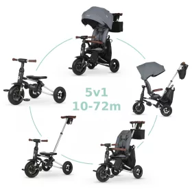 QPLAY Trojkolka Nova Deluxe 5v1 Grey, 10-72 mesiacov