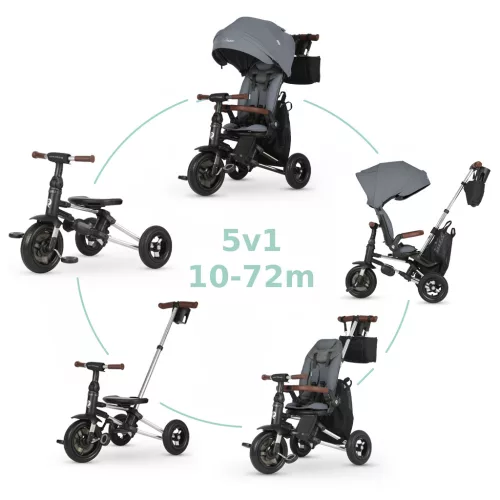 QPLAY Trojkolka Nova Deluxe 5v1 Grey, 10-72 mesiacov