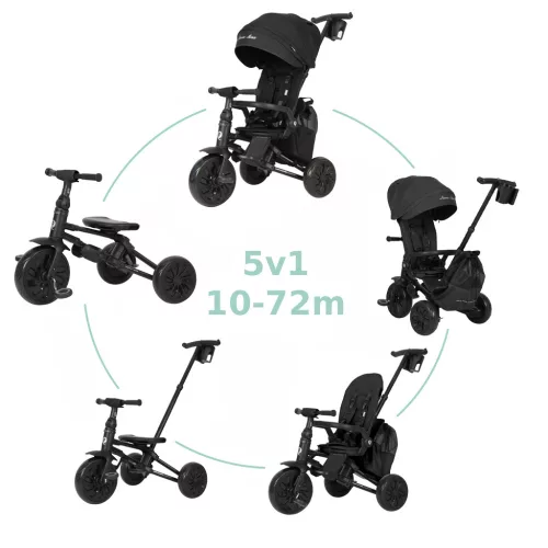 QPLAY Trojkolka Nova Max 5v1 Black, 10-72 mesiacov