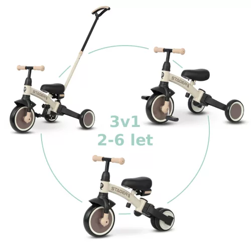 QPLAY Trojkolka Stager 3v1 Brown, 2-6 rokov