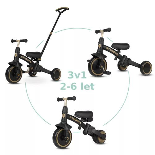 QPLAY Trojkolka Stager 3v1 Platinum, 2-6 rokov