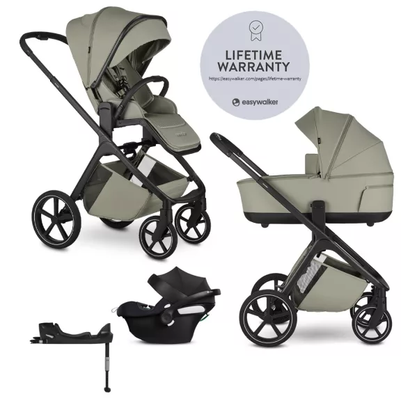 EASYWALKER Kombinált babakocsi Zoey Sage Green + CBX By CYBEX Aton B2 i-Size + bázis