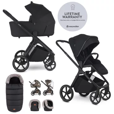   EASYWALKER Babakocsi szett kiegészítőkkel 2 az 1-ben Zoey Go Pure Black XL