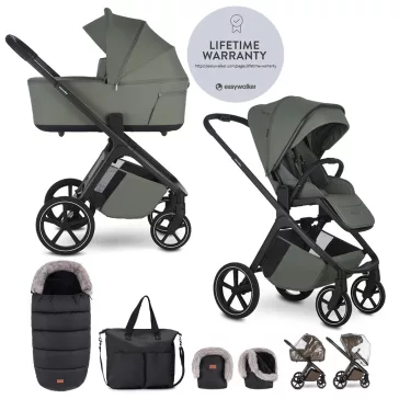   EASYWALKER Babakocsi szett kiegészítőkkel 2 az 1-ben Zoey Go Mineral Green XXL Limited