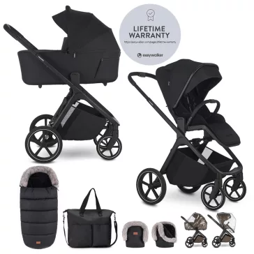   EASYWALKER Babakocsi szett kiegészítőkkel 2 az 1-ben Zoey Go Pure Black XXL Limited