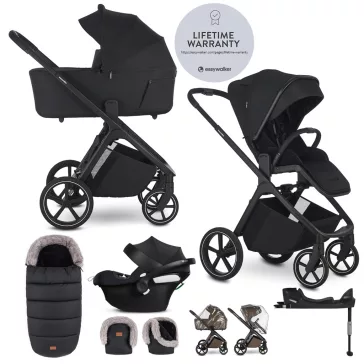   EASYWALKER Babakocsi szett 4 az 1-ben Zoey Go Pure Black XL + CBX Aton B2 i-Size + CYBEX Base One