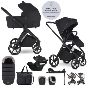   EASYWALKER Babakocsi szett 4 az 1-ben Zoey Go Pure Black XXL Limited + CBX Aton B2 i-Size + Bázis
