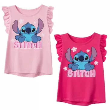   Disney Lilo és Stitch, A csillagkutya Tiny Smile gyerek rövid póló, felső 3 - 8 év / 98 - 128 cm (pink)