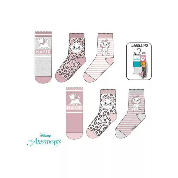 Disney Marie Fancy Grey gyerek zokni 23/26-os (3db-os)