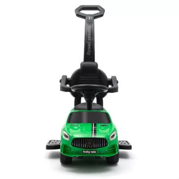 Zenélő bébitaxi vezetőrúddal Baby Mix RACER zöld
