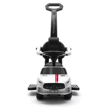 Zenélő bébitaxi vezetőrúddal Baby Mix RACER fehér