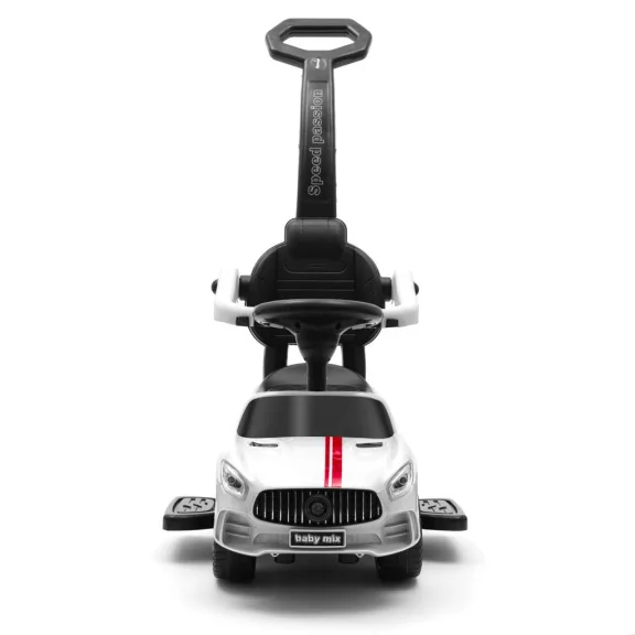 Zenélő bébitaxi vezetőrúddal Baby Mix RACER fehér