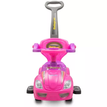 Bébitaxi tolókarral 3az1-ben Baby Mix Mega Car rózsaszín