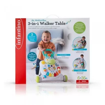 Infantino Sit, Walk & Play 3az1-ben járássegítő kisasztal