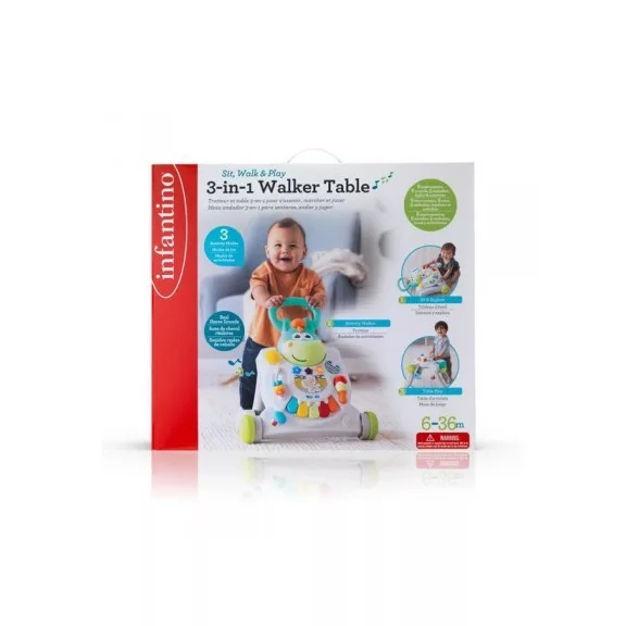 Infantino Sit, Walk & Play 3az1-ben járássegítő kisasztal