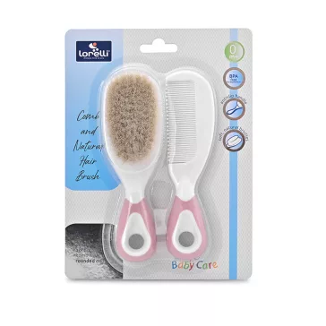   Baby Care Fésű és hajkefe természetes sörtékkel - blush pink
