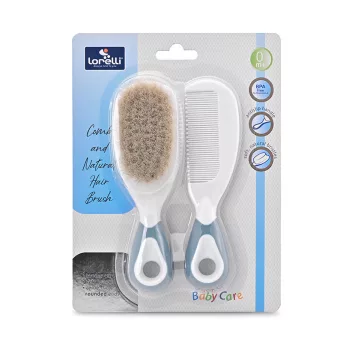   Baby Care Fésű és hajkefe természetes sörtékkel - moonlight blue