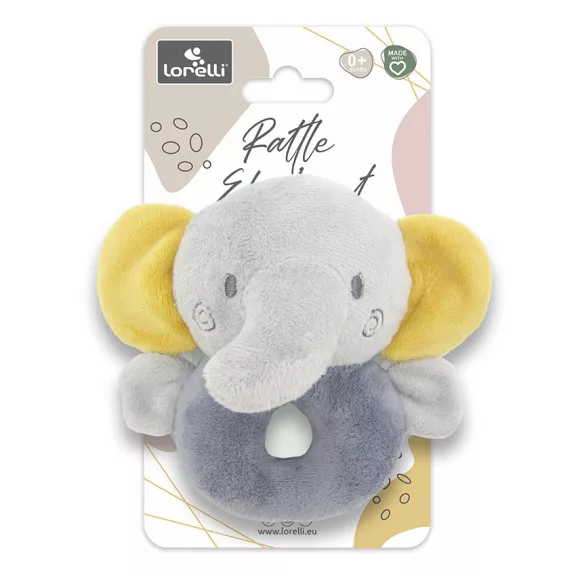 Lorelli Toys Plüss csörgő karika - Szürke Elefánt