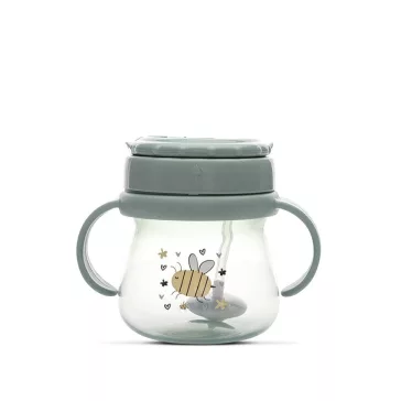 Baby Care szívószálas itató fogantyúval 250ml - Green