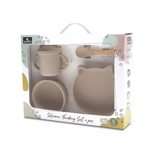 Lorelli Természetes szilikon 4 db-os étkészlet - Beige