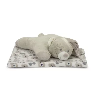   Lorelli Poffy Duo takaró 75x90 cm párnával 45x30 cm - White BeigeTeddy Bear