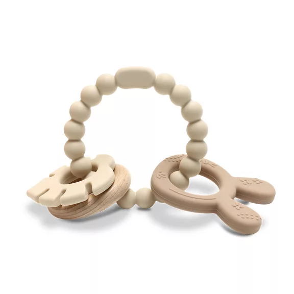 Lorelli Nyuszi szilikon és bükkfa rágóka - Natural Beige