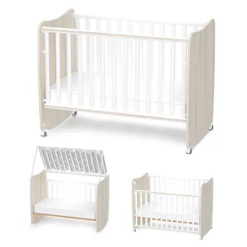 Lorelli Stars ringatható kiságy 60x120 - White / Light oak
