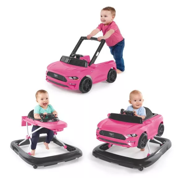 Bright Starts Bébikomp, 3in1 Ford Mustang, Pink, 6 hó+, 12 kg-ig